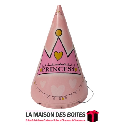 La Maison des Boîtes - 6 Chapeaux en Carton d'Anniversaire - Thème Petite Princesse - Tunisie Meilleur Prix (Idée Cadeau, Gift B