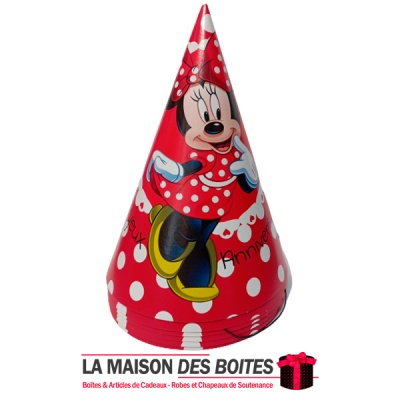 La Maison des Boîtes - 6 Chapeaux en Carton d'Anniversaire - Thème Minnie Mouse - Tunisie Meilleur Prix (Idée Cadeau, Gift Box, 