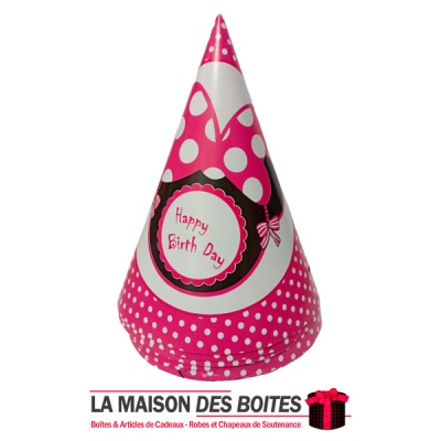 La Maison des Boîtes - 6 Chapeaux en Carton d'Anniversaire - Thème Minnie Mouse - Tunisie Meilleur Prix (Idée Cadeau, Gift Box, 