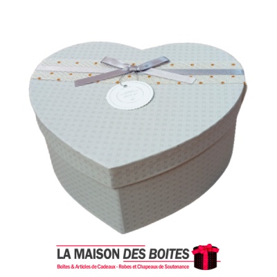 La Maison des Boîtes - Boîte Cadeau Sous Forme de Cœur avec Couvercle - Ecru - (L:21x17.5x8.8cm) - Tunisie Meilleur Prix (Idée C