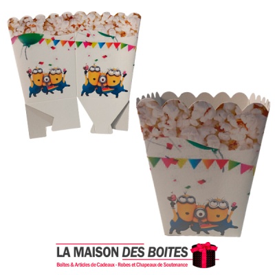 La Maison des Boîtes - 10 Boites à Pop-corne Jetables pour L'anniversaire - Thème Les Minions - Tunisie Meilleur Prix (Idée Cade