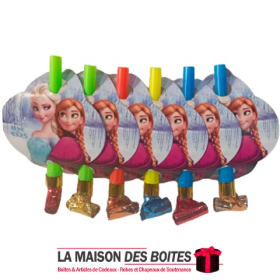 La Maison des Boîtes - 6 Sifflets pour Anniversaire - Thème La Reine des Neiges - Tunisie Meilleur Prix (Idée Cadeau, Gift Box, 