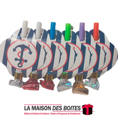La Maison des Boîtes - 6 Sifflets pour Anniversaire - Thème Marin - Tunisie Meilleur Prix (Idée Cadeau, Gift Box, Décoration, So
