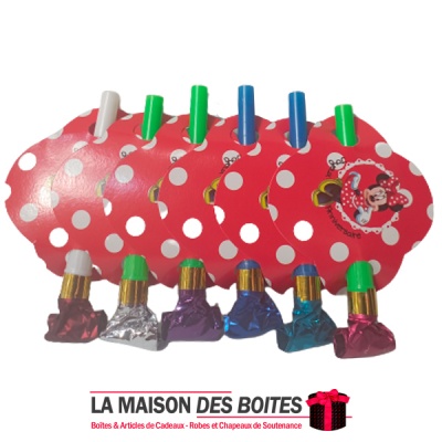 La Maison des Boîtes - 6 Sifflets pour Anniversaire - Thème Minnie Mouse - Tunisie Meilleur Prix (Idée Cadeau, Gift Box, Décorat