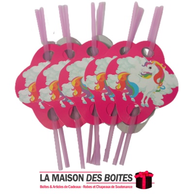 La Maison des Boîtes - 10 Pailles pour Anniversaire - Thème Licorne - Tunisie Meilleur Prix (Idée Cadeau, Gift Box, Décoration, 