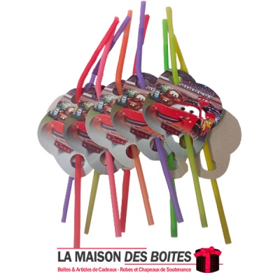 La Maison des Boîtes - 10 Pailles pour Anniversaire - Thème Cars 3 - Tunisie Meilleur Prix (Idée Cadeau, Gift Box, Décoration, S