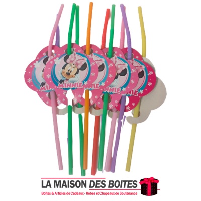 La Maison des Boîtes - 10 Pailles pour Anniversaire - Thème Minnie Mouse - Tunisie Meilleur Prix (Idée Cadeau, Gift Box, Décorat