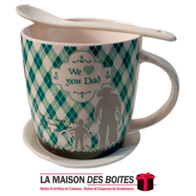 La Maison des Boîtes - Ensemble de Tasse à café avec sous Tasse  & cuillère : "We Love You Dad" - Tunisie Meilleur Prix (Idée Ca