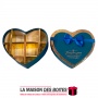 La Maison des Boîtes - Coffret Chocolat sous Forme Cœur "Just For You" avec Couvercle - 4 pièces - Bleu & Doré - Tunisie Meilleu