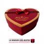 La Maison des Boîtes - Coffret Chocolat sous Forme Cœur "Just For You" avec Couvercle - 4 pièces - Rouge Bordeau & Doré - Tunisi