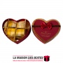 La Maison des Boîtes - Coffret Chocolat sous Forme Cœur "Just For You" avec Couvercle - 4 pièces - Rouge Bordeau & Doré - Tunisi