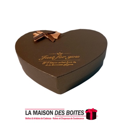 La Maison des Boîtes - Coffret Chocolat sous Forme Cœur "Just For You" avec Couvercle - 10 pièces - Marron - Tunisie Meilleur Pr