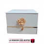 La Maison des Boîtes - Boîte Cadeaux Carré Pour Fleur & Chocolat - Blanc & Doré - Tunisie Meilleur Prix (Idée Cadeau, Gift Box, 
