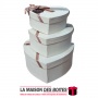 La Maison des Boîtes - Lot de 3 Boîtes Cadeaux Sous Forme de Cœur avec Couvercle - Écru - Tunisie Meilleur Prix (Idée Cadeau, Gi