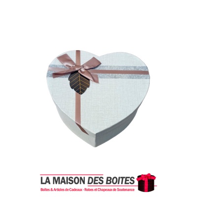 La Maison des Boîtes - Boîte Cadeau Sous Forme de Cœur avec Couvercle - Écru - (S:15x12.5x6cm) - Tunisie Meilleur Prix (Idée Cad