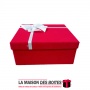 La Maison des Boîtes - Boîte Cadeaux Carré avec Couvercle en Velours  - Rouge - (20x20x8cm) - Tunisie Meilleur Prix (Idée Cadeau
