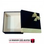 La Maison des Boîtes - Boîte Cadeaux Carré avec Couvercle en Velours  - Noir & Doré - (20x20x8cm) - Tunisie Meilleur Prix (Idée 