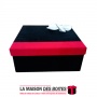 La Maison des Boîtes - Boîte Cadeaux Carré avec Couvercle en Velours  - Noir & Rouge - (20x20x8cm) - Tunisie Meilleur Prix (Idée