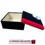 La Maison des Boîtes - Boîte Cadeaux Carré avec Couvercle en Velours  - Noir & Rouge - (20x20x8cm) - Tunisie Meilleur Prix (Idée