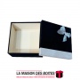 La Maison des Boîtes - Boîte Cadeaux Carré avec Couvercle en Velours  - Noir & Argent - (20x20x8cm) - Tunisie Meilleur Prix (Idé
