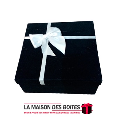La Maison des Boîtes - Boîte Cadeaux Carré avec Couvercle en Velours  - Noir - (20x20x8cm) - Tunisie Meilleur Prix (Idée Cadeau,