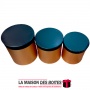La Maison des Boîtes - Lot de 3 Boîtes Cadeaux de forme Cylindrique pour Fleur avec Couvercle - Doré & Noir - Tunisie Meilleur P