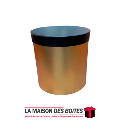 La Maison des Boîtes - Boîte Cadeaux de forme Cylindrique pour Fleur - Doré & Noir- (S:16.5x17.5cm ) - Tunisie Meilleur Prix (Id