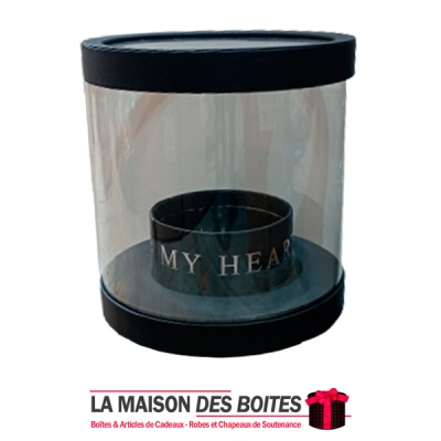 La Maison des Boîtes - Boîte Cadeaux de forme Cylindrique avec Couvercle Transparent pour Fleur - Noir - Tunisie Meilleur Prix (