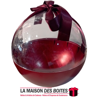La Maison des Boîtes - Boite Cadeau  Pvc de chocolat Forme Boule avec Couvercle Transparent & Ruban satiné Rouge - Tunisie Meill