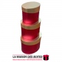 La Maison des Boîtes - Lot de 3 Boîtes Cadeaux Ovales, Rigides,Rouge avec Couvercle Dorée - Tunisie Meilleur Prix (Idée Cadeau, 
