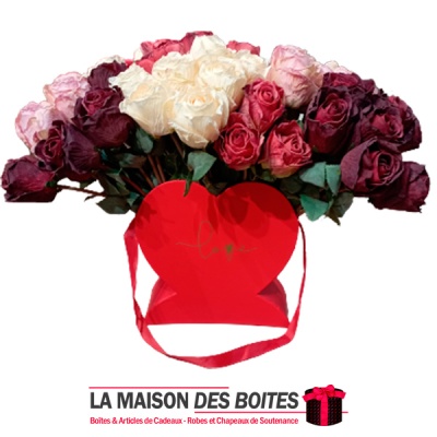 La Maison des Boîtes - Boite Cadeau Forme Cœur "Love"pour Offrir de Fleur - Rose - (22.5x9x23cm) - Tunisie Meilleur Prix (Idée C