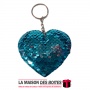 La Maison des Boîtes - Porte Clé Pour Saint- Valentin Forme Cœur Réversible Paillettes - Bleu - Tunisie Meilleur Prix (Idée Cade