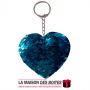 La Maison des Boîtes - Porte Clé Pour Saint- Valentin Forme Cœur Réversible Paillettes - Bleu - Tunisie Meilleur Prix (Idée Cade