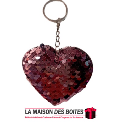 La Maison des Boîtes - Porte Clé Pour Saint- Valentin Forme Cœur Réversible Paillettes - Rose - Tunisie Meilleur Prix (Idée Cade