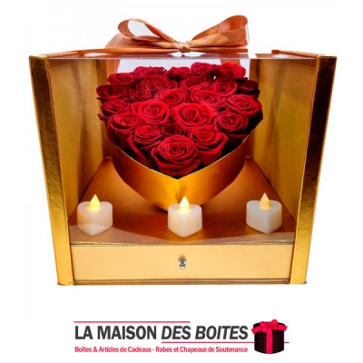 La Maison des Boîtes - Boîte Cadeaux Carré avec Couvercle Transparent pour Fleur - Doré - Tunisie Meilleur Prix (Idée Cadeau, Gi