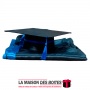 La Maison des Boîtes - Tenue & Chapeau Pour Soutenance - Noir avec Ruban Satiné Bleu - Tunisie Meilleur Prix (Idée Cadeau, Gift 