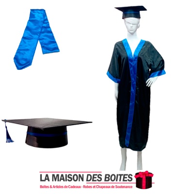 La Maison des Boîtes - Tenue ,Chapeau  & Écharpe Satiné  Pour Soutenance - Bleu - Tunisie Meilleur Prix (Idée Cadeau, Gift Box, 
