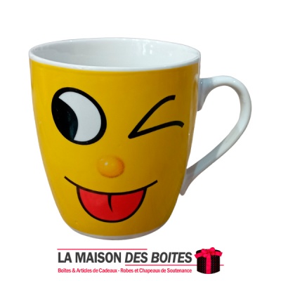 La Maison des Boîtes - Magnifique Mug en Céramique - Smiley qui Tire La Langue - Tunisie Meilleur Prix (Idée Cadeau, Gift Box, D