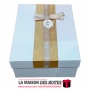 La Maison des Boîtes - Boite Cadeau Rectangulaire  - Blanc & Doré  - (33x24.5x11cm) - Tunisie Meilleur Prix (Idée Cadeau, Gift B