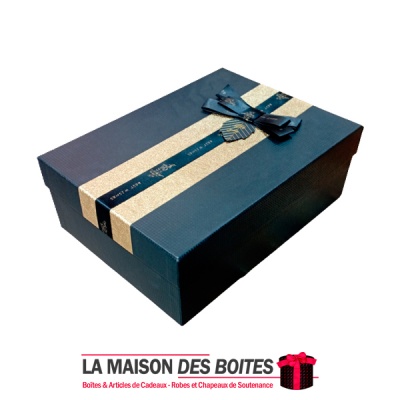 La Maison des Boîtes - Boite Cadeau Rectangulaire  - Noir & Doré  - (28.4 x20.3x8.5cm) - Tunisie Meilleur Prix (Idée Cadeau, Gif