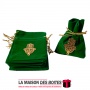 La Maison des Boîtes - 10 Sachets à Dragées en Velours Vert avec Motif Doré - Tunisie Meilleur Prix (Idée Cadeau, Gift Box, Déco