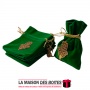 La Maison des Boîtes - 10 Sachets à Dragées en Velours Vert avec Motif Doré - Tunisie Meilleur Prix (Idée Cadeau, Gift Box, Déco