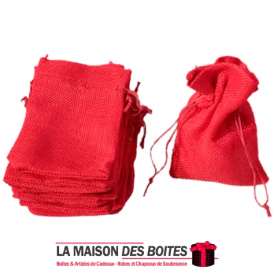 La Maison des Boîtes - 25 Sachets à Dragées En Lin couleur Rouge - Tunisie Meilleur Prix (Idée Cadeau, Gift Box, Décoration, Sou