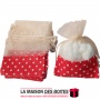 La Maison des Boîtes - 25 Sachets à Dragées en Lin & Mousseline  de couleur Rouge Pointé - Tunisie Meilleur Prix (Idée Cadeau, G