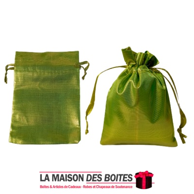 La Maison des Boîtes - 100 Sachets à Dragées Satiné de couleur Vert Brillant - Tunisie Meilleur Prix (Idée Cadeau, Gift Box, Déc