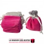 La Maison des Boîtes - 50 Sachets à Dragées en Velours Rose & Argent - Tunisie Meilleur Prix (Idée Cadeau, Gift Box, Décoration,