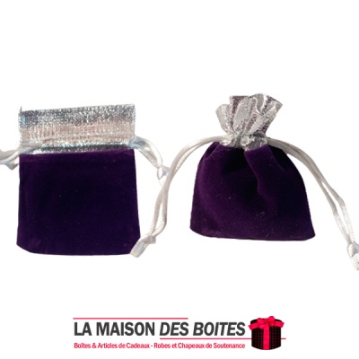 La Maison des Boîtes - 50 Sachets à Dragées en Velours Violet & Argent - Tunisie Meilleur Prix (Idée Cadeau, Gift Box, Décoratio
