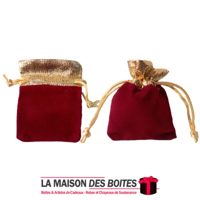 La Maison des Boîtes - 50 Sachets à Dragées en Velours Rouge Bordeau & Doré - Tunisie Meilleur Prix (Idée Cadeau, Gift Box, Déco
