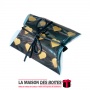 La Maison des Boîtes - Boîte Cadeaux Forme d'Oreiller pour Bonbonnière, Bijoux, Cadeaux de mariage - Noir avec Cœur Doré - Tunis