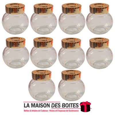 La Maison des Boîtes - 10 Flacons en Verre avec Bouchon Métal Doré - 50ml - Tunisie Meilleur Prix (Idée Cadeau, Gift Box, Décora